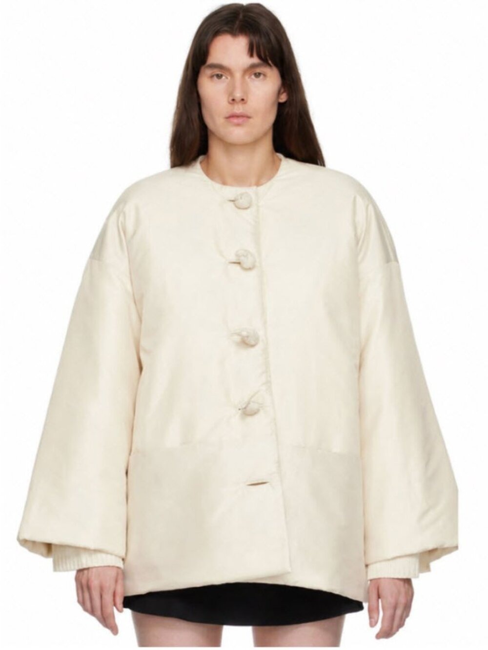 TOTEME Cream Oversized Padded Jacket EU 34 Minimalist Puffer